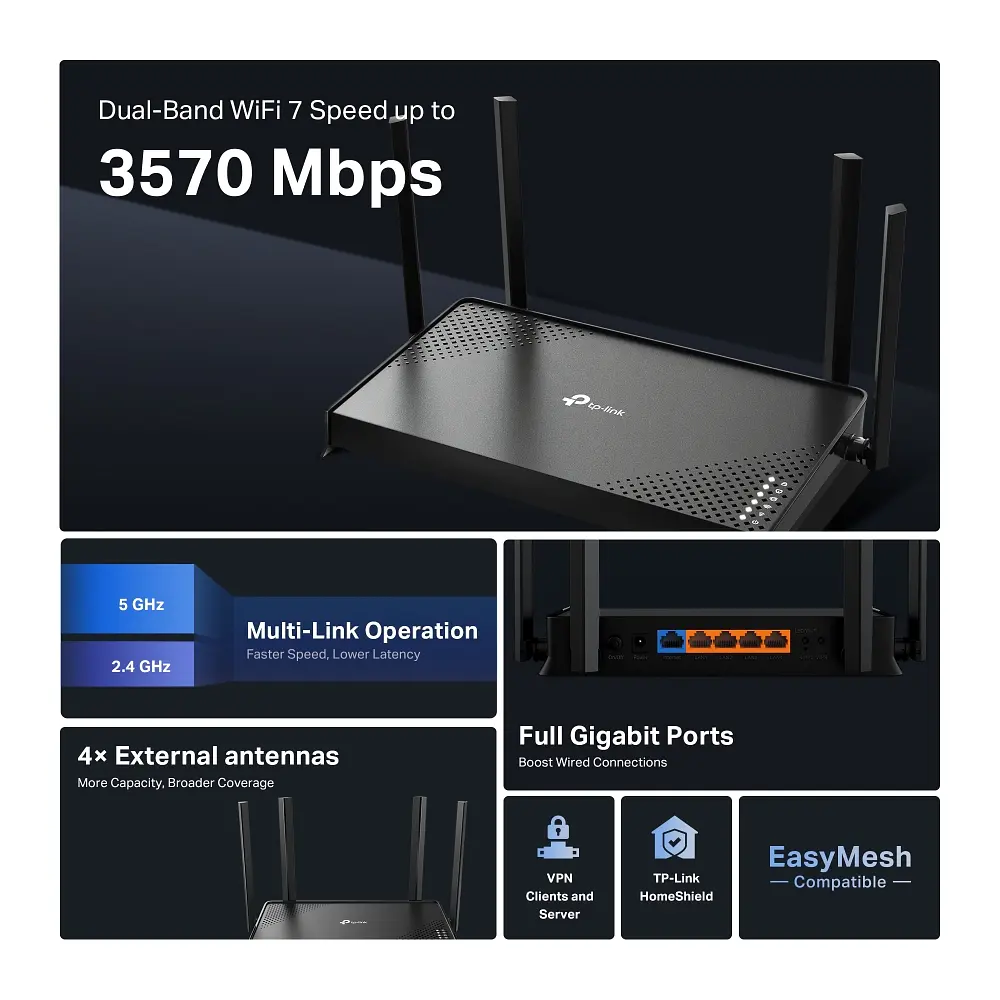 Бездротовий маршрутизатор TP-Link Archer BE220 - фото 4