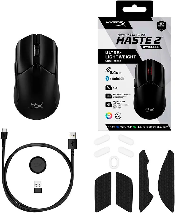 Комп'ютерна миша HyperX Pulsefire Haste 2 RGB USB-A/WL/BT чорний teh0013996 - фото 3