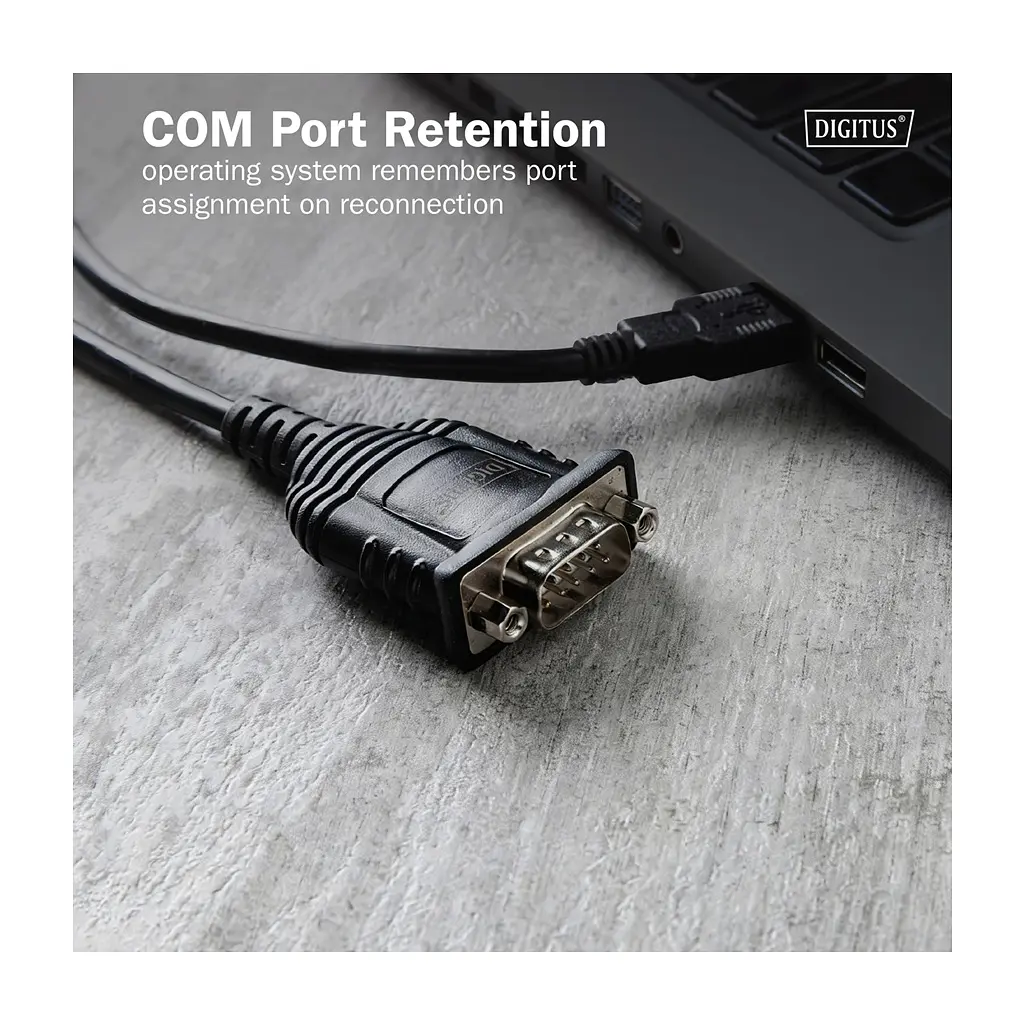 Кабель для передачі даних USB 2.0 AM to COM 1.8m DB9 RS232 FT232RNL black Digitus (DA-70172) - фото 7