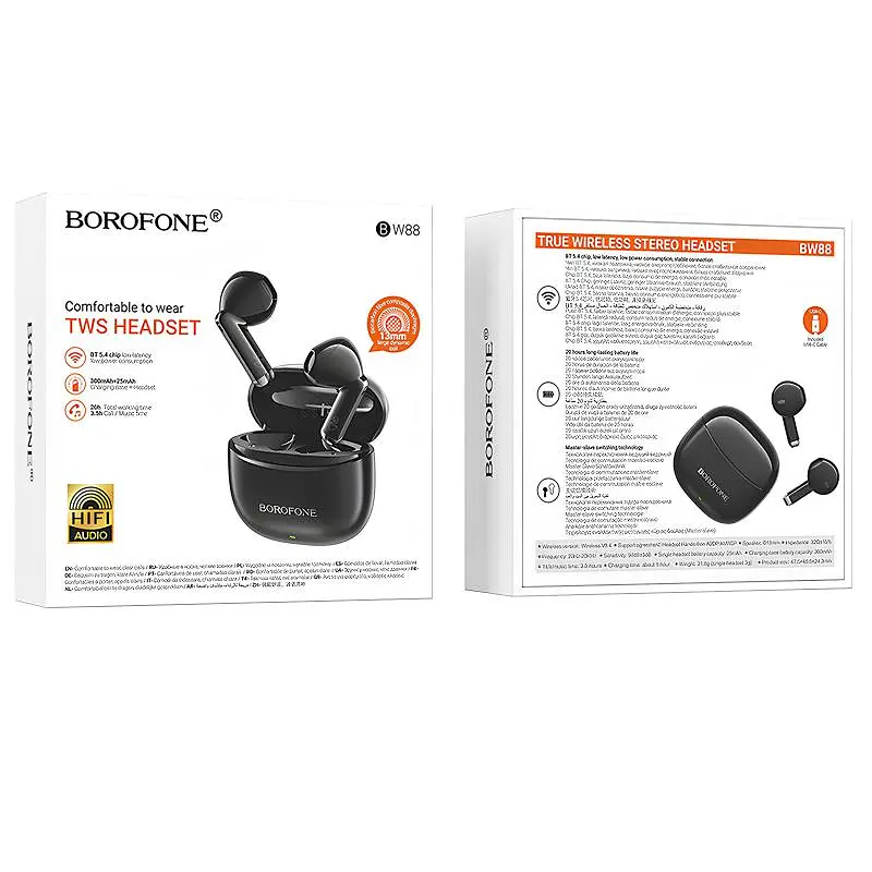 Беспроводные TWS наушники Borofone BW88 Black - фото 4