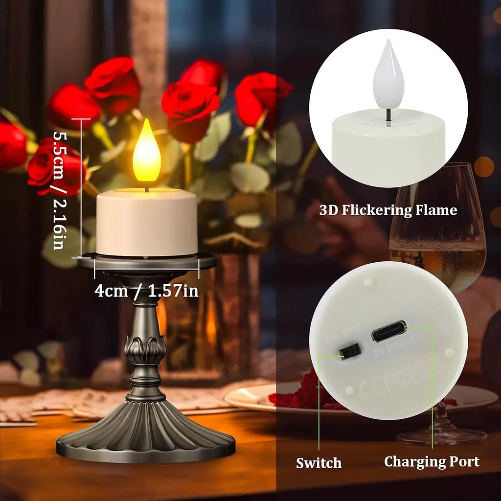 Акумуляторні LED-свічки Yme Tea Lights 12 шт з пультом і таймером - фото 4