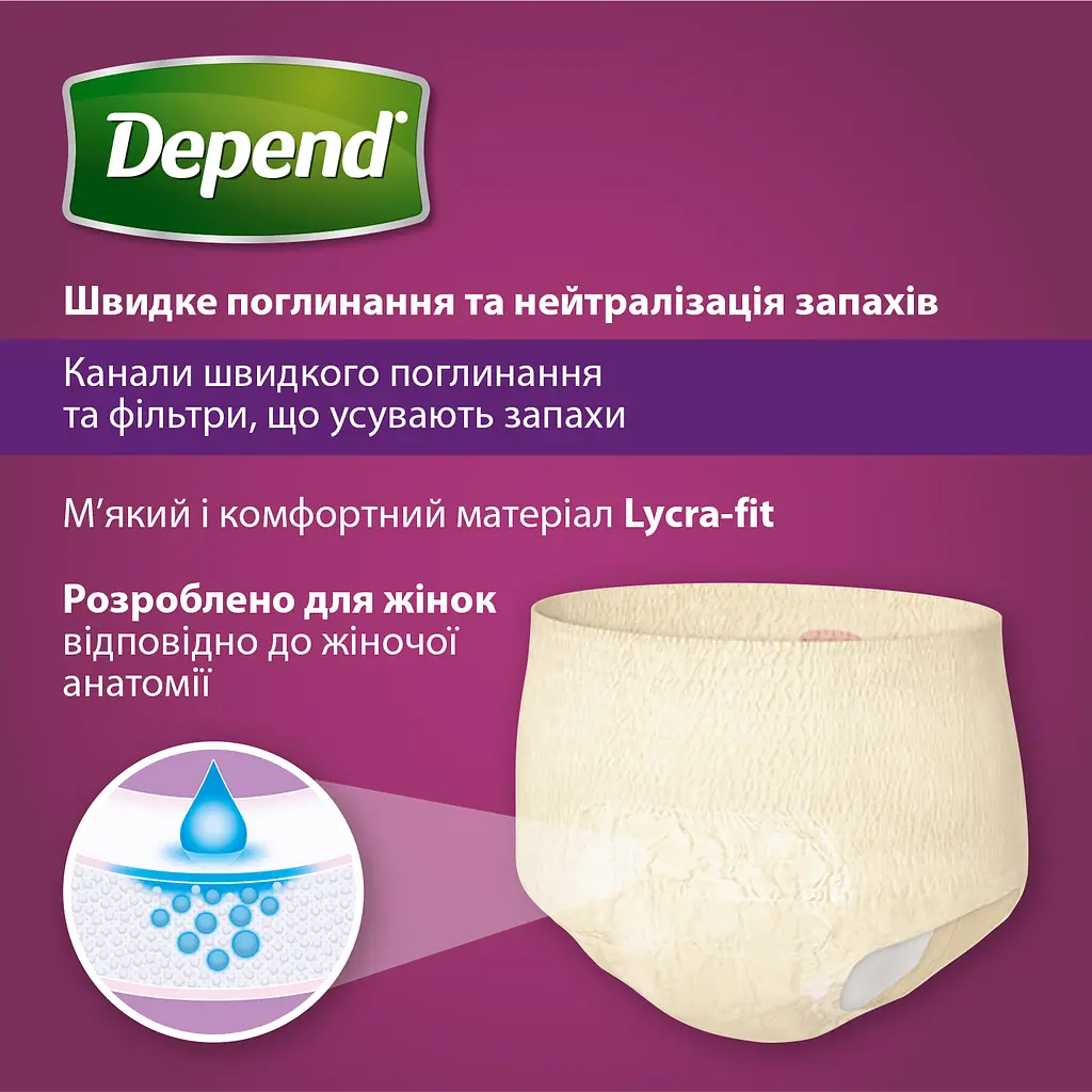 Впитывающее нижнее белье Depend для женщин размер S/M 10 шт. - фото 3