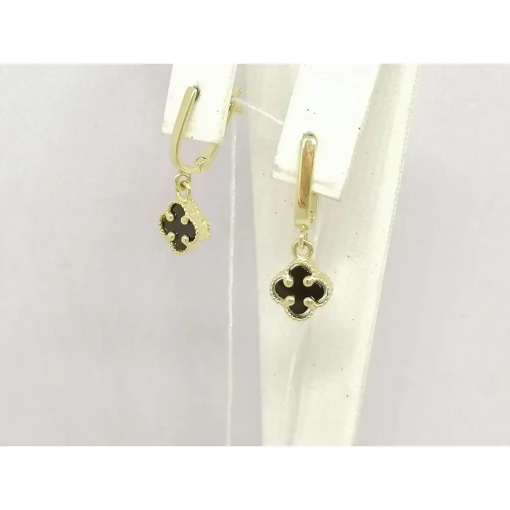 Золоті сережки Столична Ювелірна Фабрика з оніксом. 104189ЖО - фото 2