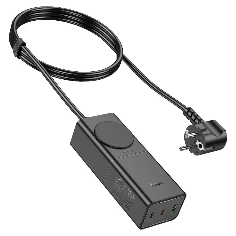 Мережевий подовжувач Hoco NS4 Sharp PD65W (2C1A) Desktop Socket Black - фото 4