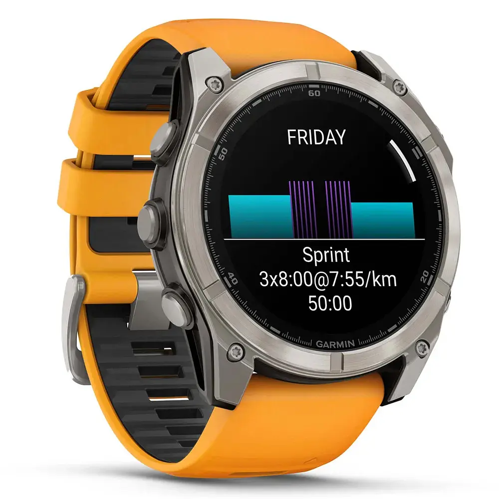 Garmin Fenix 8 51mm AMOLED Sapphire Titanium w. Spark Orange/Graphite Silicone Band (010-02905-10/11) - фото 2
