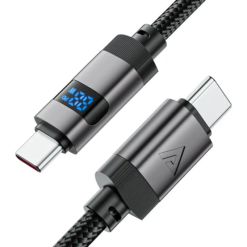 Кабель USB 2.0 Type-C M-M, 1.2 м 60W digital display Чорний, C15-03 Acefast - фото 3