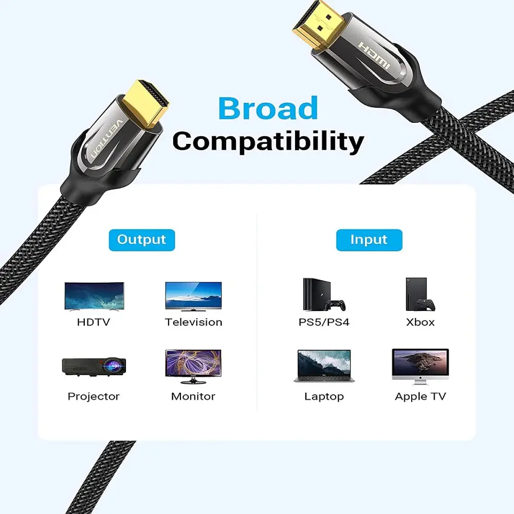 Кабель HDMI M - M, 3.0 м, V2.0, 4K 60Гц, обплетення, Zinc Alloy Type чорний Vention - фото 6
