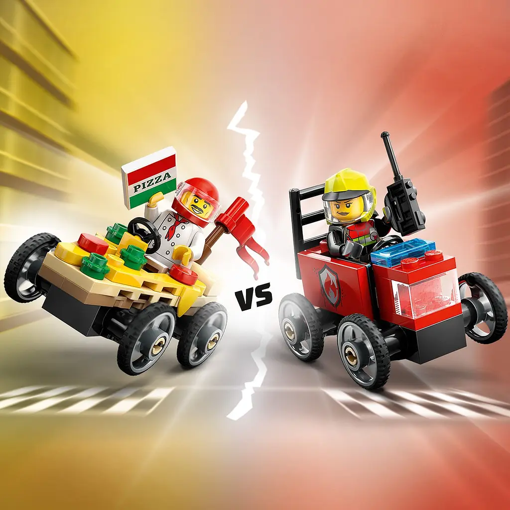 Конструктор LEGO City «Піца-авто проти пожежної машини» Набір перегонів, 70 деталей (60458) - фото 8