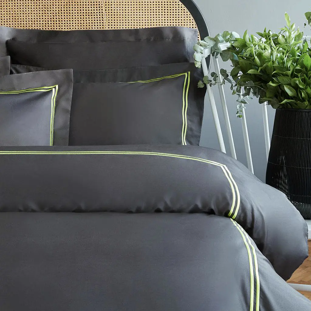 Постельное белье MieCasa сатин - Milano antrasit-yesil антрацит-зеленый евро - фото 4