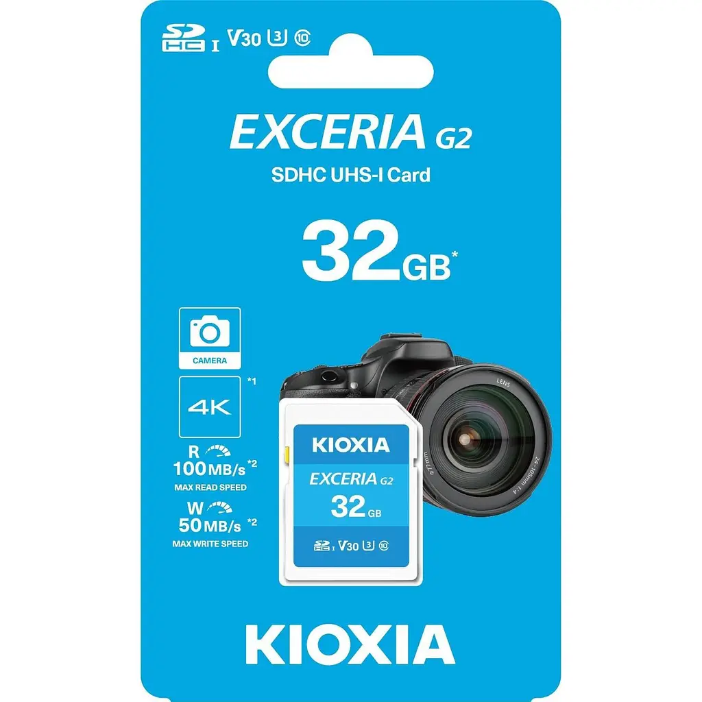 Карта пам'яті Kioxia SDHC Exceria G2 32GB Class 10 UHS-I U3 V30 (R100/W50MB/s) (LNEX2L032GG4) [163974] - фото 2