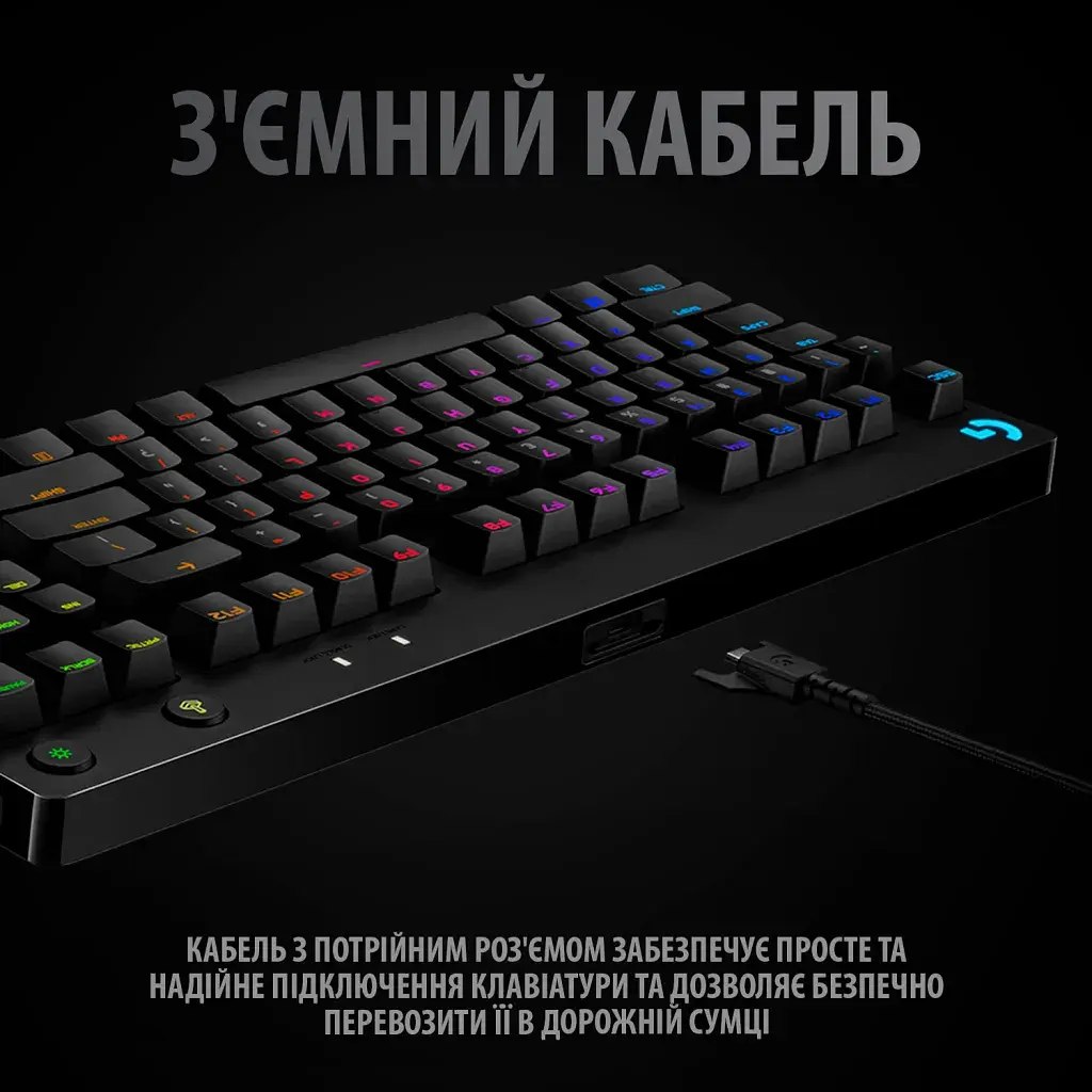 Клавіатура Logitech G PRO Mechanical Gaming USB UA Black (920-009392) - фото 6