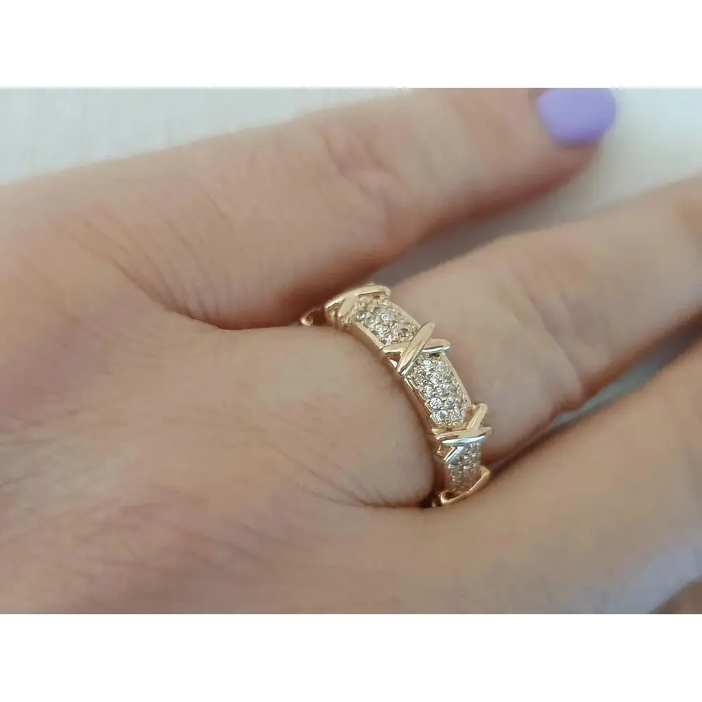 Золоте кільце Платон з фіанітами. 1К229/01Б 17 - фото 4