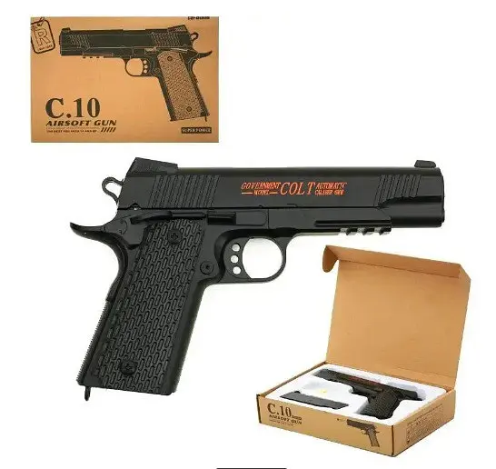 Іграшковий пістолет для страйкболу Airsoft Gun C.10 реалістична ігрова модель Чорний - фото 2