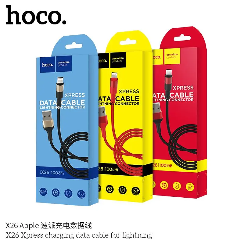 Кабель Hoco X26 Xpress Lightning 1m black gold - фото 4