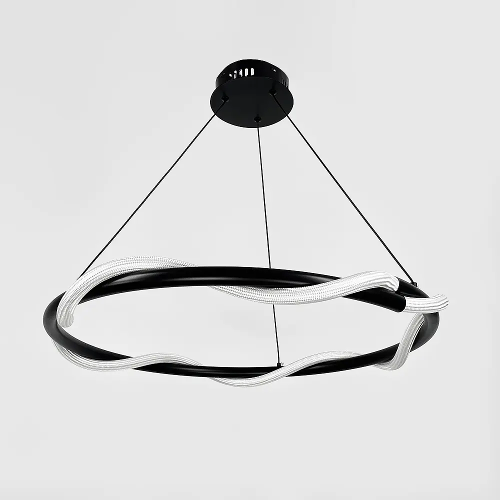 Люстра с черным кольцом и оплетенным неоном Ø 60 см | Ст. JU 25-600 BK | Line F - фото 7