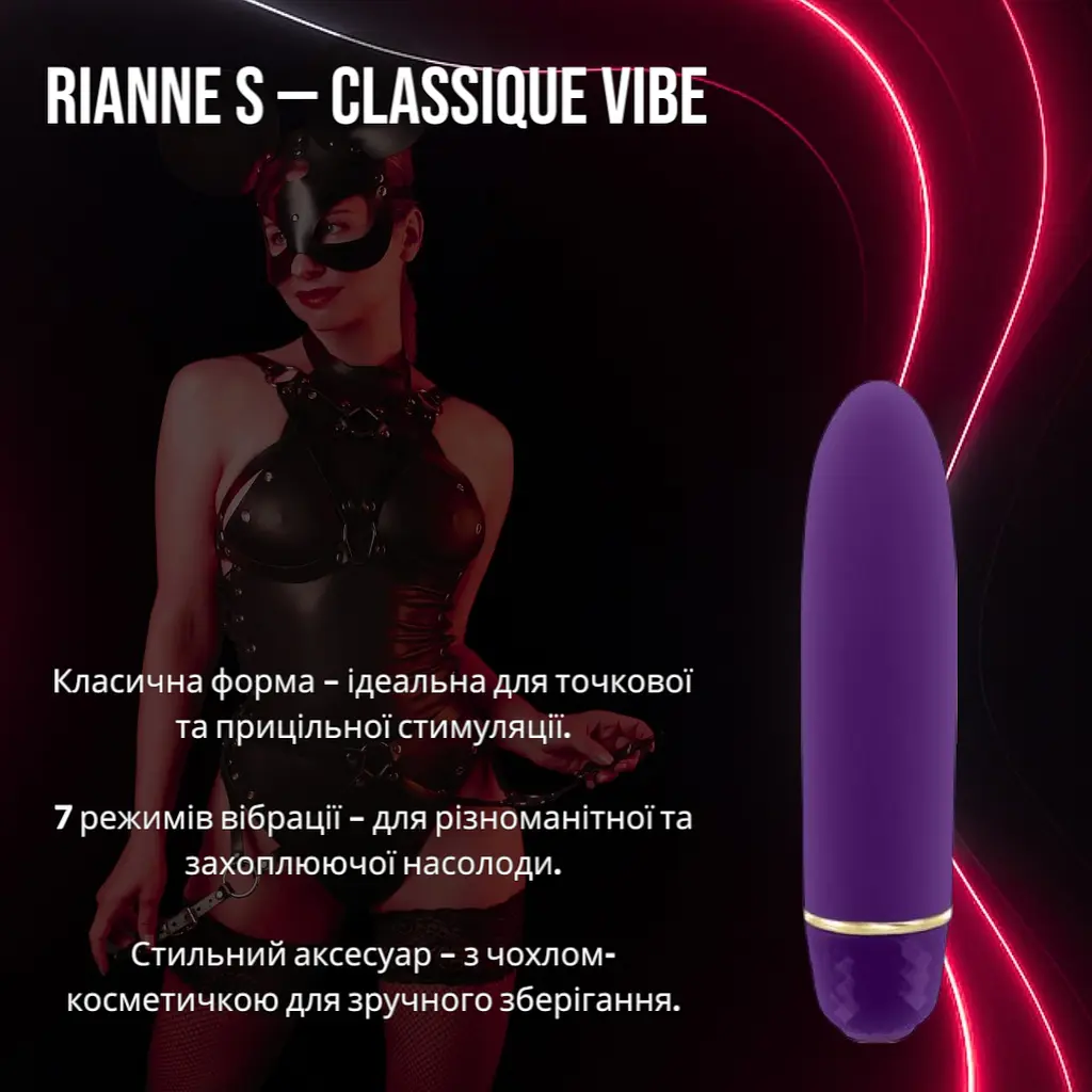 Мінівібратор-віброкуля Rianne S Classique Vibe Deep Purple: 7 режимів, з розкішним чохлом-косметичкою - фото 4