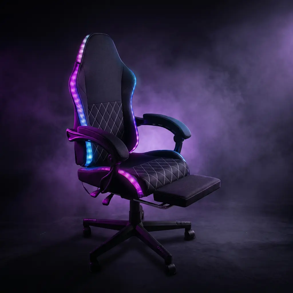 Крісло ігрове AGN 3 клас,150 кг, 80мм, RGB підсвітка, чорне - фото 9