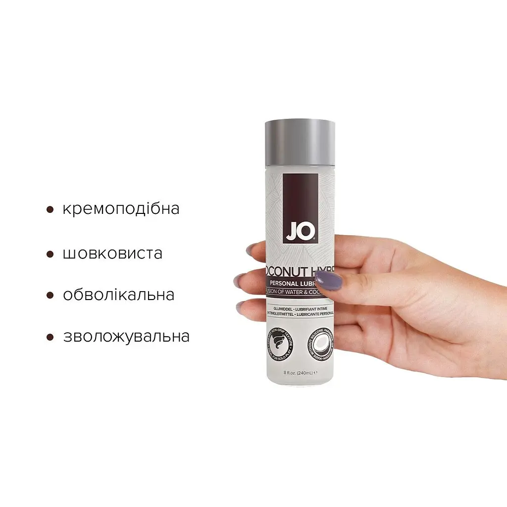 Змазка-крем з кокосовою олією JO Coconut Hybrid ORIGINAL (240 мл) біла - фото 2