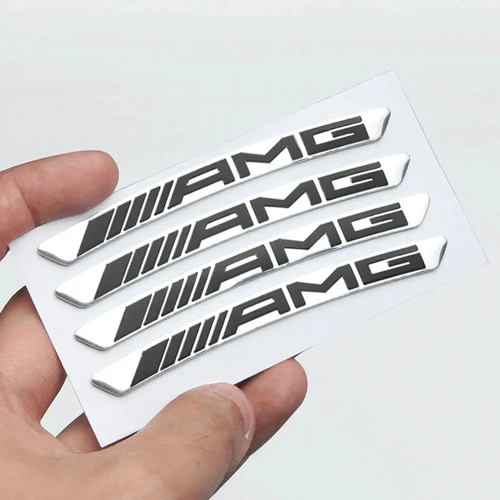 Емблема обода колеса Mercedes AMG 4 шт Алюміній наклейка на диски на скотчі Сірі - фото 2
