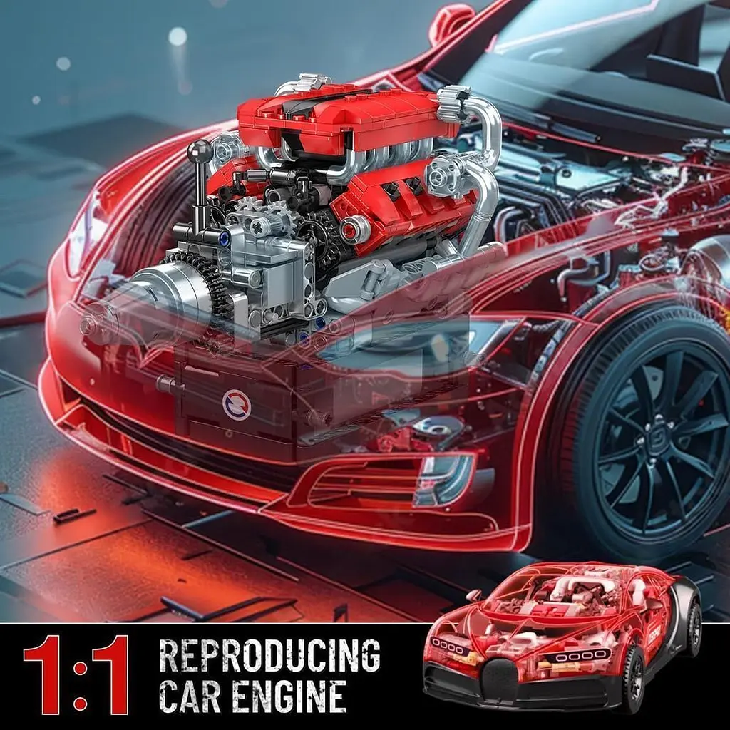 Конструктор Mould King Mking Двигатель и коробка передач FE V8 (10204) [161069] - фото 5