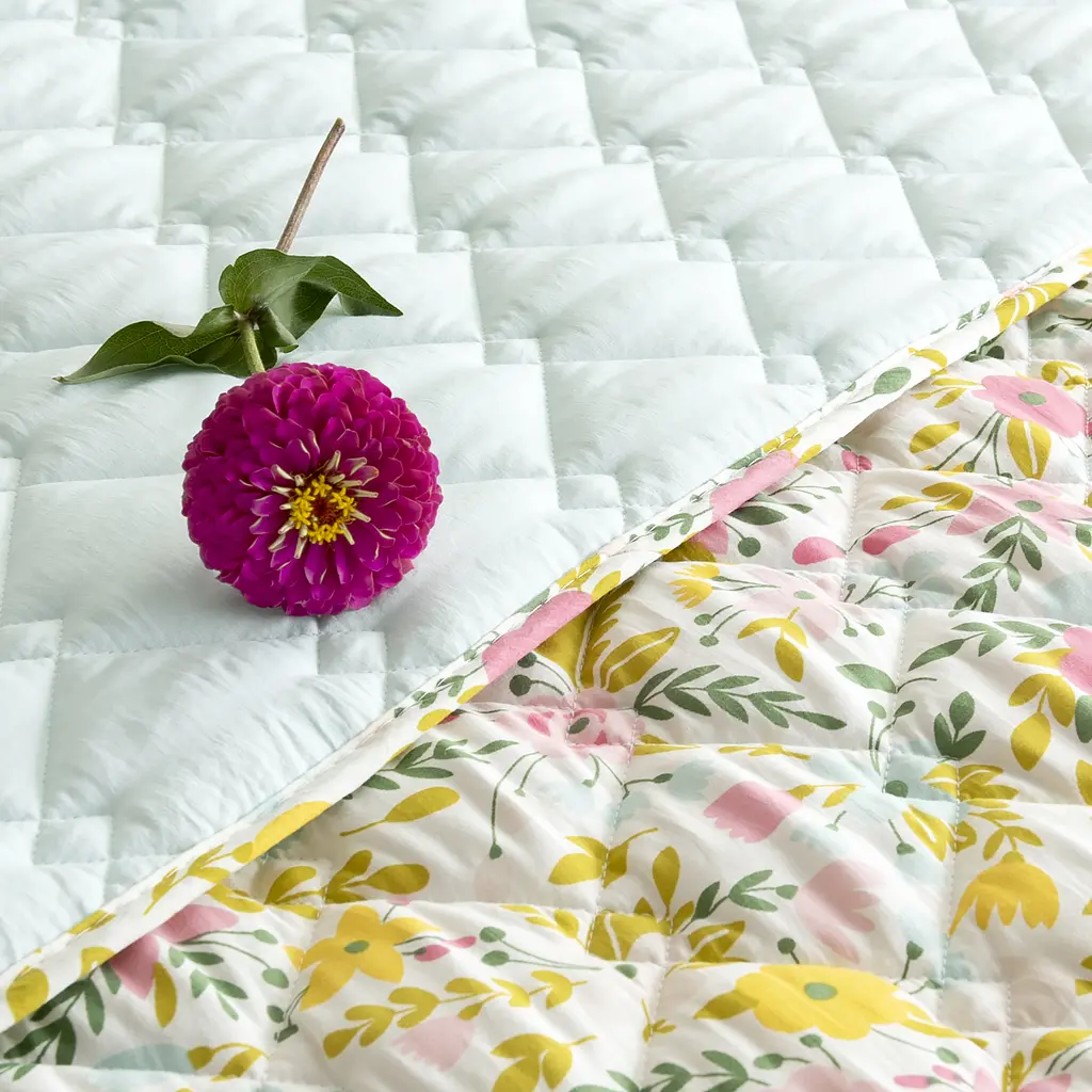 Двостороннє покривало Ideia Стиль Cube квіти та м'ята 210 х 140 см (8-32403) - фото 3