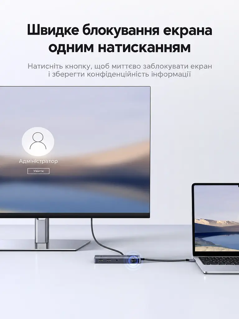 USB-C хаб UGREEN Uno CM889 концентратор 7 в 1 вихід HDMI до 4K 60 Гц 2 USB-A 3.0 та USB-C 3.0 для даних до 5 Гбіт/с кардридер SD/TF вхід живлення USB-C PD 3.0 до 100 Вт заряджання через порт USB-C для даних до 20 Вт для HDMI потрібен USB-C хоста з відеовиходом блокування екрана однією кнопкою LED-дисплей стану підключень для Windows/macOS/Linux темно-сірий із чорною передньою панеллю (75179) - фото 6