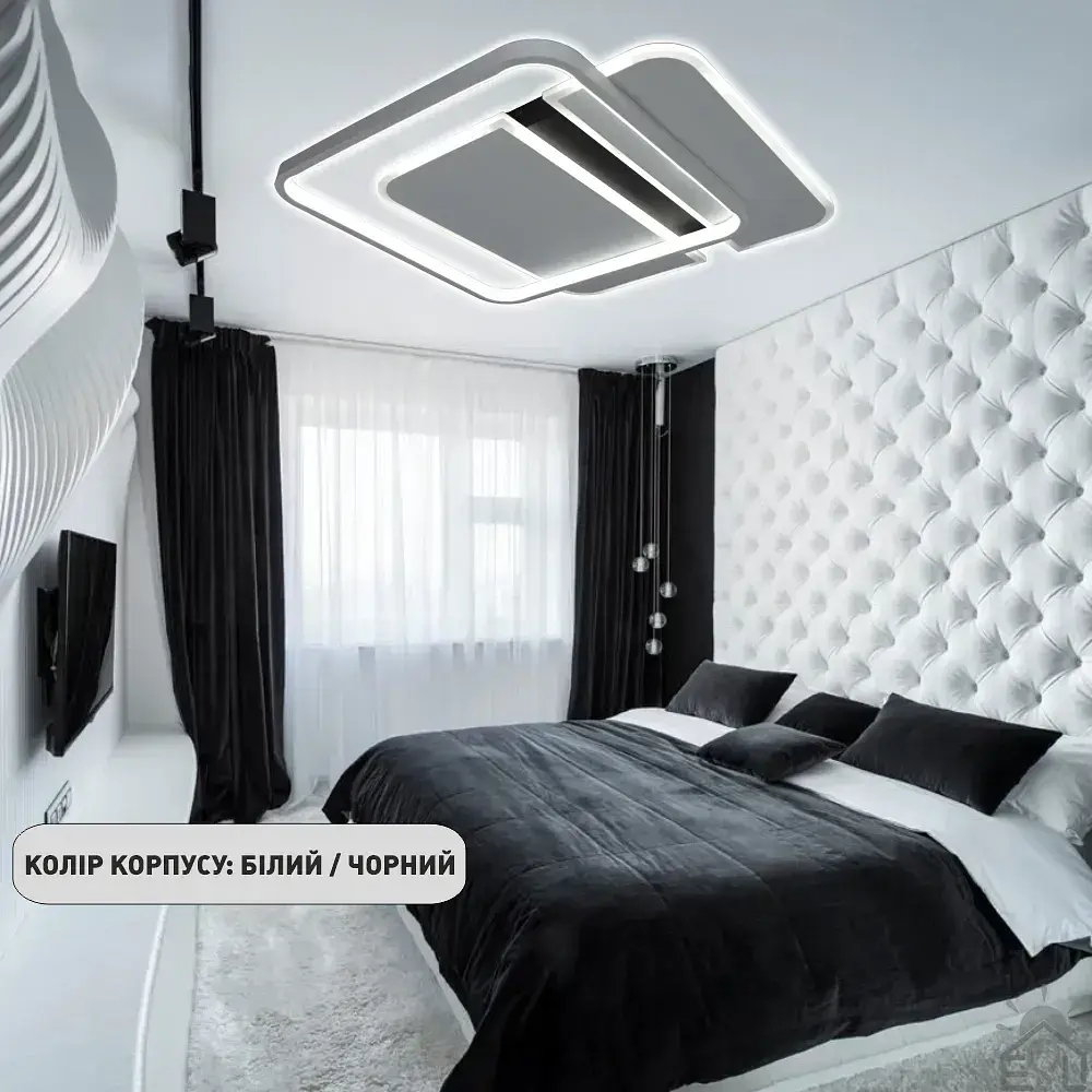 Керована світлодіодна люстра SAVIO 100W 2S-500×500×60-WHITE/BLACK-220-IP20 ESLLSE - фото 5
