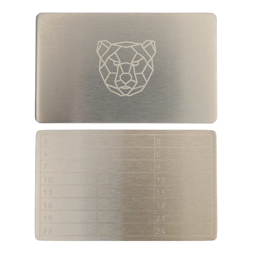 Металева пластина для зберігання сід-фрази Bearish Mini Plate 55×90 мм + гравірувальна ручка (1 шт) - фото 4
