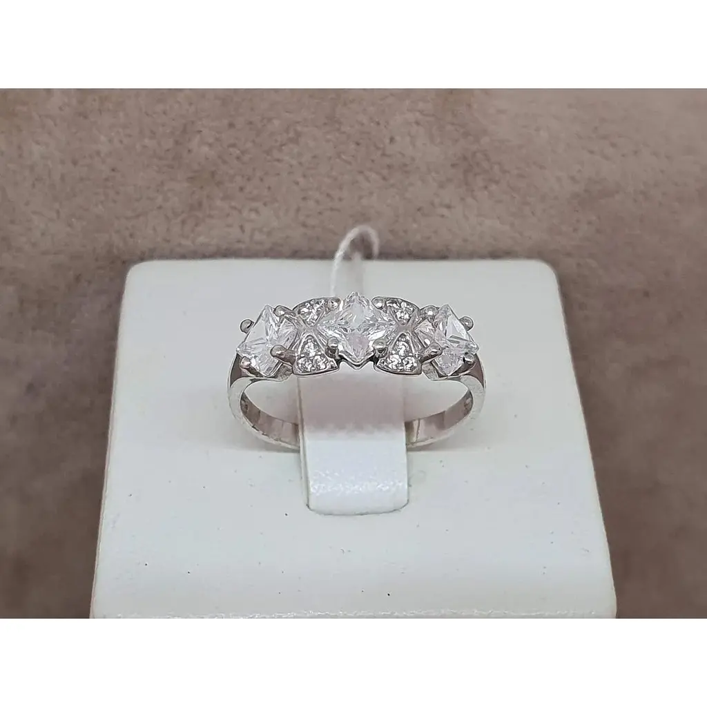 Срібне кільце Агні Німфея з фіанітами. 1404/1Р-CZ 17 - фото 4