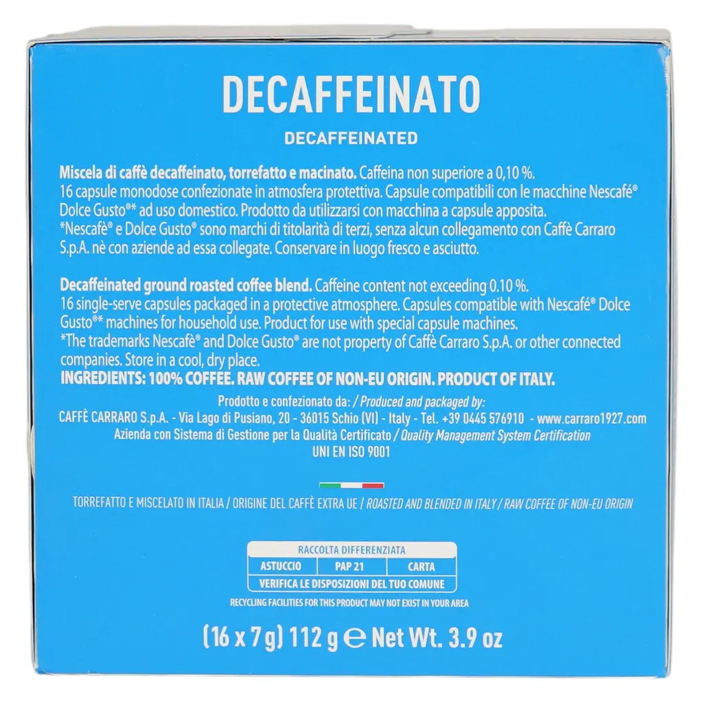 Кофе в капсулах Carraro Dolce Gusto Deecaffeinato, 16 капсул - фото 4