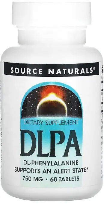 DL-Фенілаланін Source Naturals DLPA 750 мг 60 таб