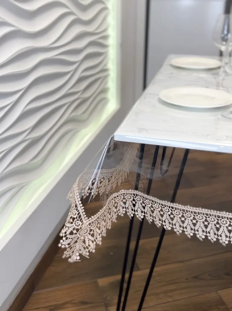 Силіконова скатертина з кавовим мереживом 7 см 170х140 см - фото 2