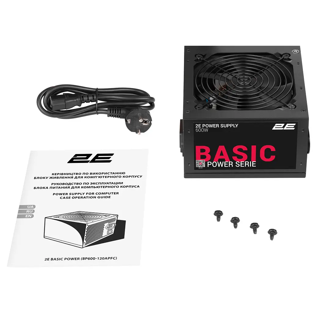 2E Блок живлення Basic Power (600W), 80%, 120мм, 1xMB 24pin(20+4), 1xCPU 8pin(4+4), 3xMolex, 4xSATA, 2xPCIe 8pin(6+2) - фото 6