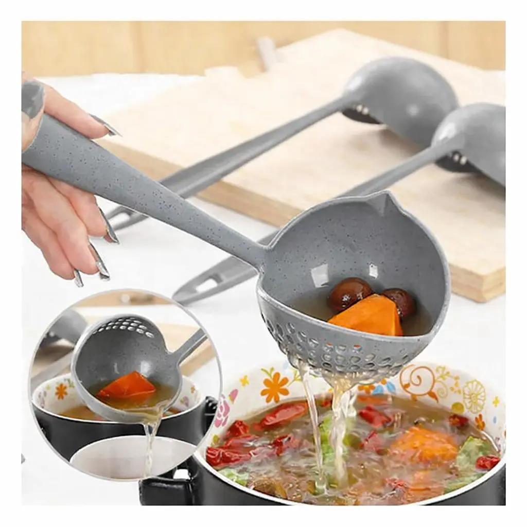 Ополоник-шумівка MagicKitchen 2 в 1 із ситом для супу та проціджування Сірий 88307 - фото 4