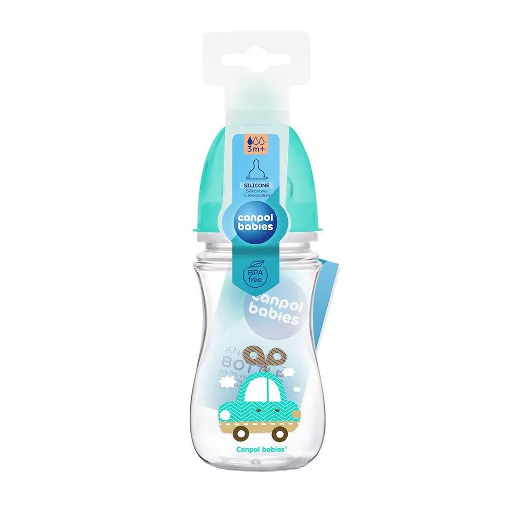 Антиколікова пляшечка Canpol Babies Easystart Машинка 240 мл бірюзова (35/206) - фото 2