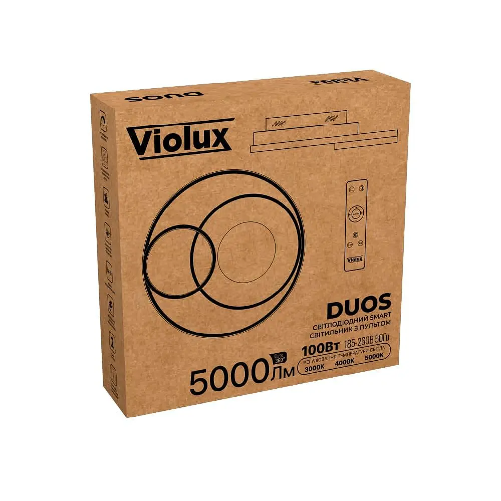 Світильник LED smart DUOS+пульт круг 100W 3000-5000K IP20 чорний Violux ( 220785 ) - фото 7