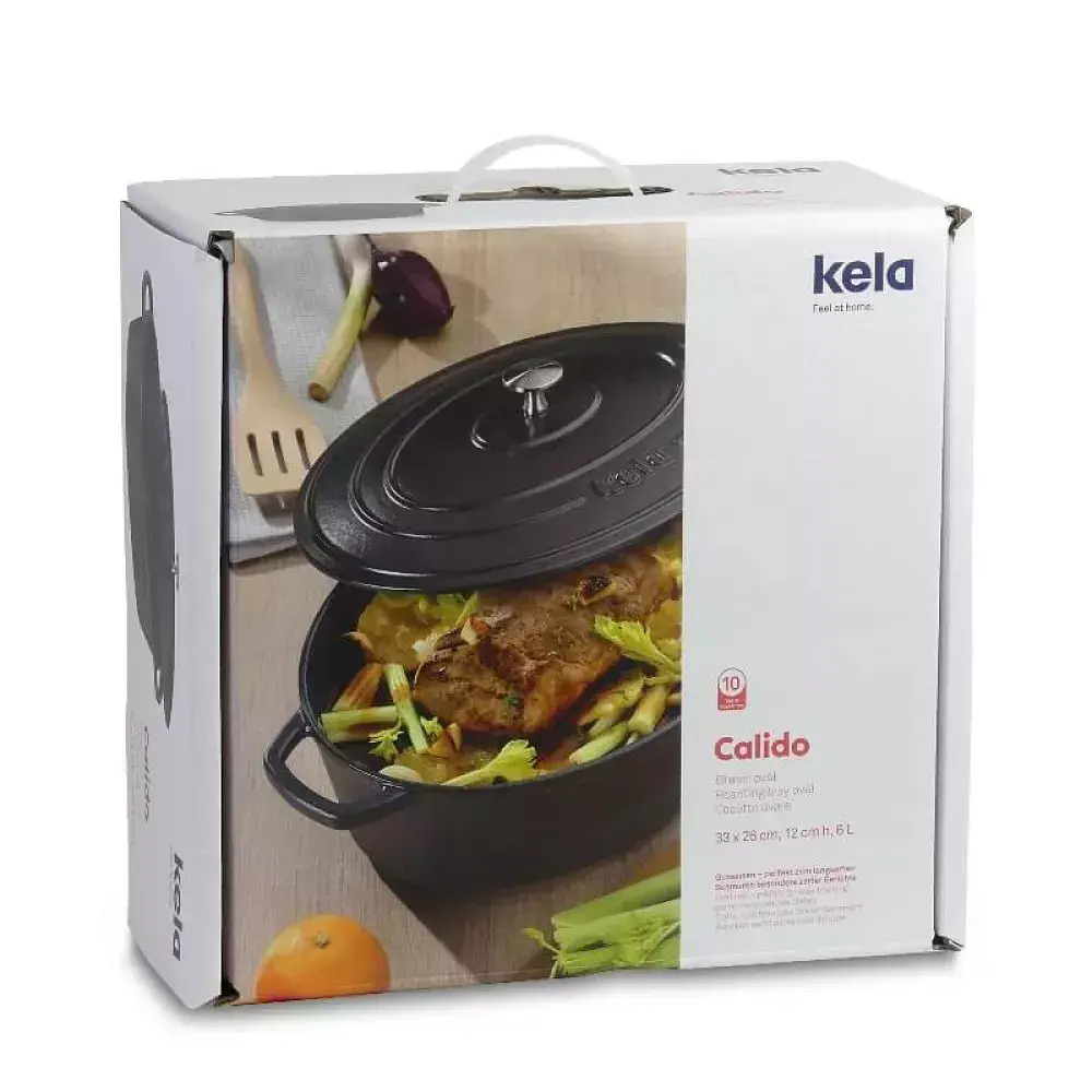 Гусятниця чавунна з кришкою KELA Calido (12473) 33х26х12 см 6 л чорна - фото 3