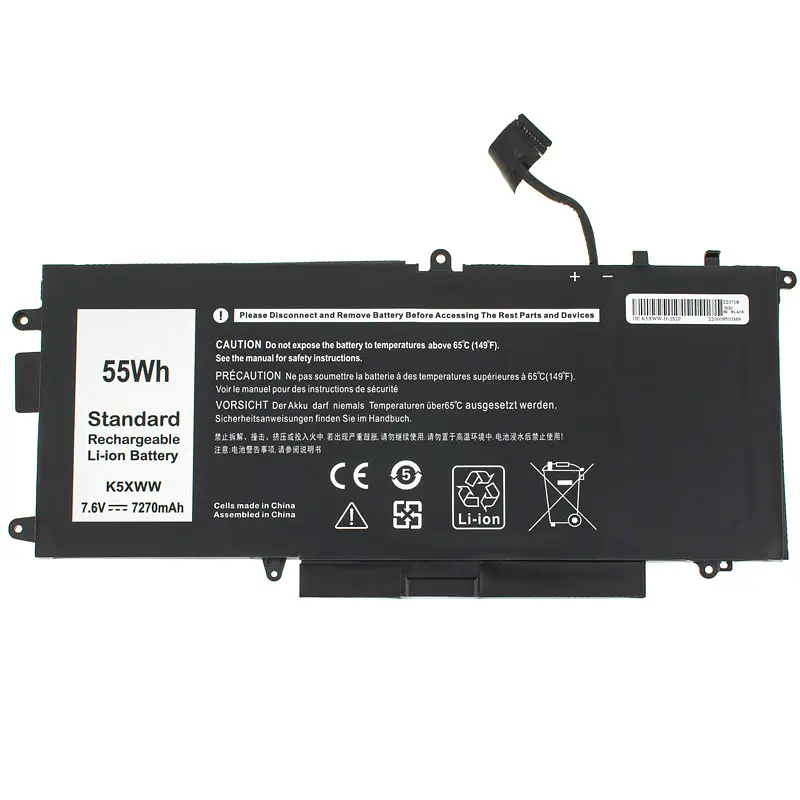 Акумулятор Dell K5XWW (Latitude 5285, 5289, L3180, 7390 2-in-1) 7.6V 7270 mAh 55Wh Black - фото 3