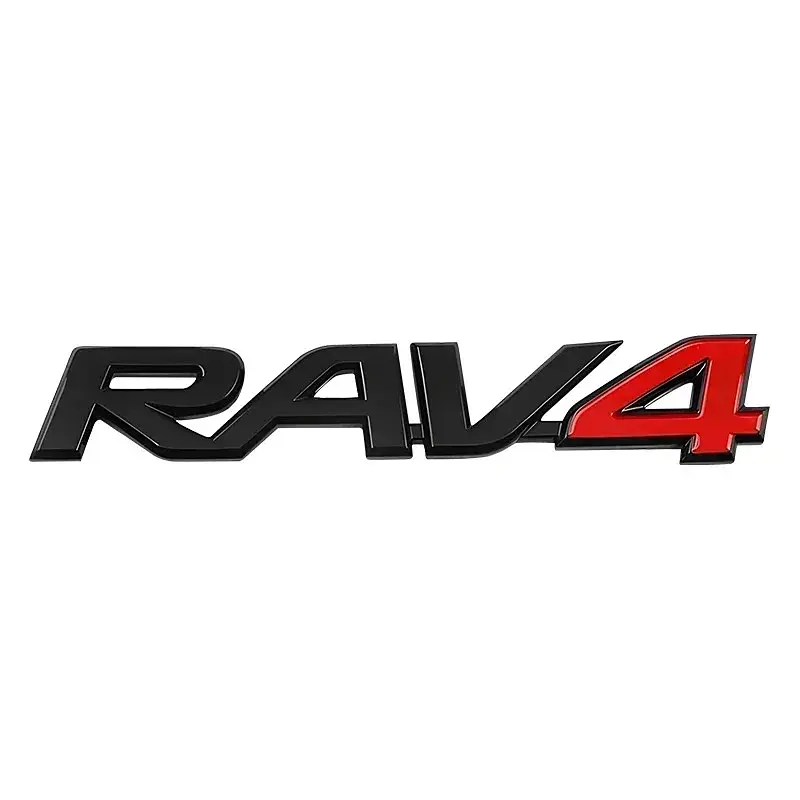 Емблема напис RAV4 для Toyota чорний+червоний пластик (на скотчі) - фото 3