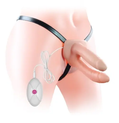 Страпон для подвійного проникнення - Vibrating Unisex Hollow Double Penetration 6" - фото 3