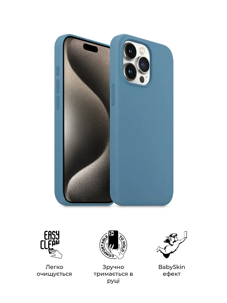 Силиконовый чехол для Apple iPhone 15 Pro, ICON2 Case, голубой, противоударный, панель, защита всего корпуса, матовая поверхность Soft Touch, выступает над дисплеем, совместим с защитными стеклами и пленками, с микрофиброй, ArmorStandart (ARM70523) - фото 3