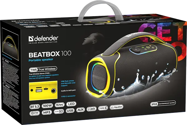 Портативна акустика Defender Beatbox 100 100Вт Black (65113) - фото 10