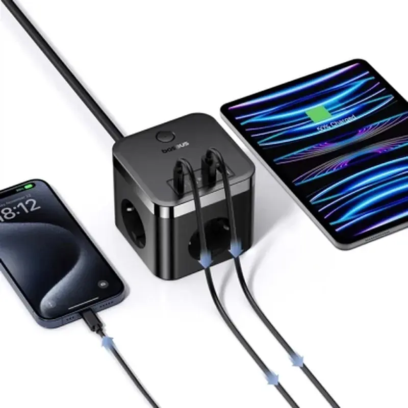 Мережевий фільтр живлення Baseus PowerCombo Cube Power Strip (E00066400117-00) - фото 8