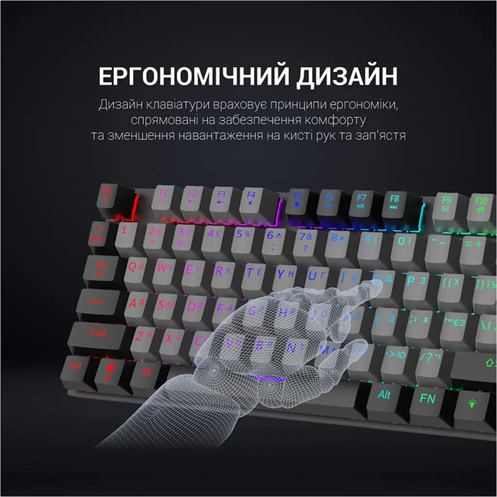 Клавиатура GamePro MK100B Blue Switch LED USB Black [MK100B] [111027] - фото 9