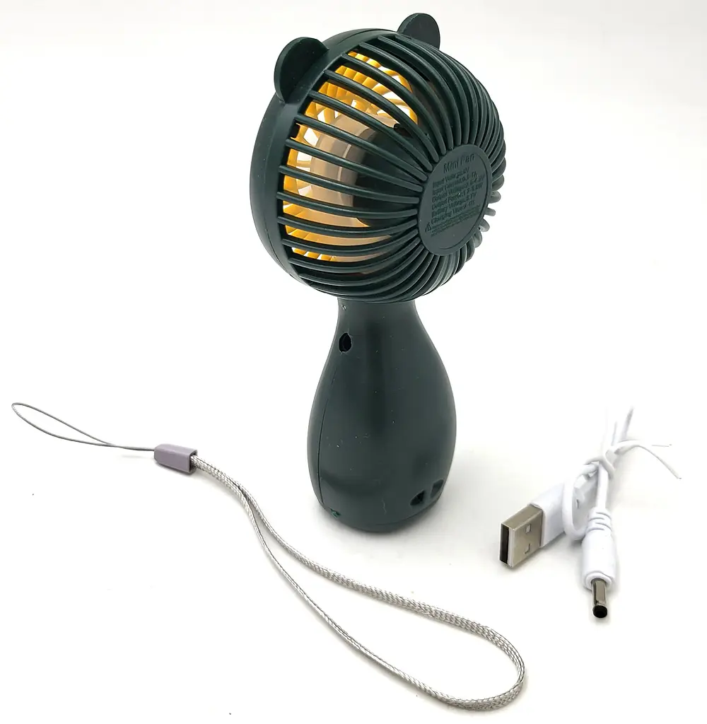 Вентилятор акумуляторний міні з ручкою USB діаметр 6см висота 13см Handy Mini Fan JX-998 зелений - фото 2