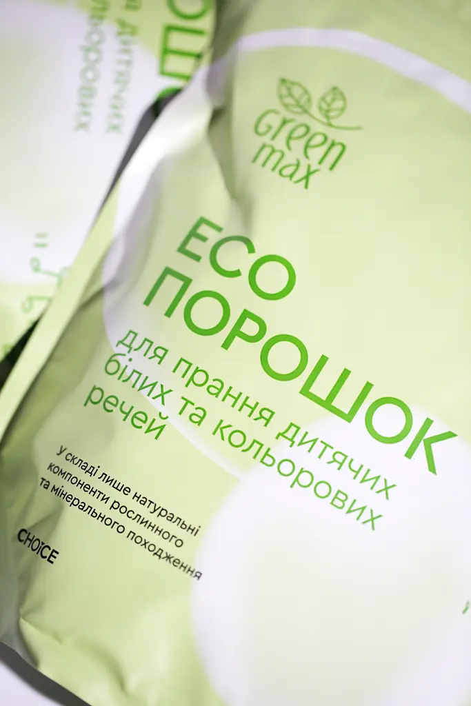 Еко порошок для прання дитячих білих та кольорових речей Green Max 1 кг Choice - фото 3