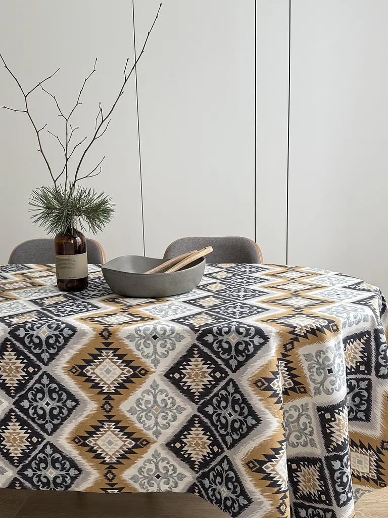 Скатертина столова Ecotton DUCK 170х220 см водовідштовхувальна Орнамент синьо-жовта (25839/2) (25001) - фото 2