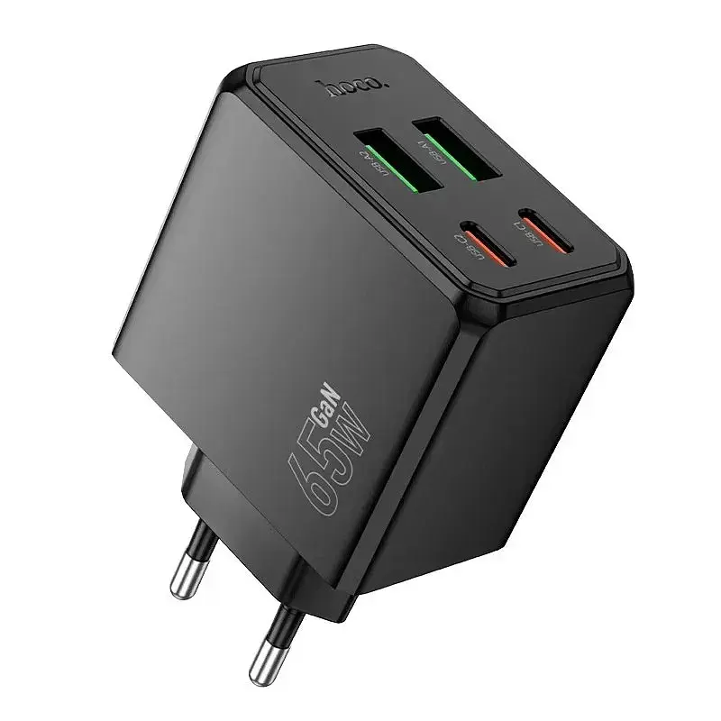 Зарядний пристрій блок на 4 виходи (порта USB) Hoco CS19A 2*USB-C + 2*USB 65W чорний - фото 5