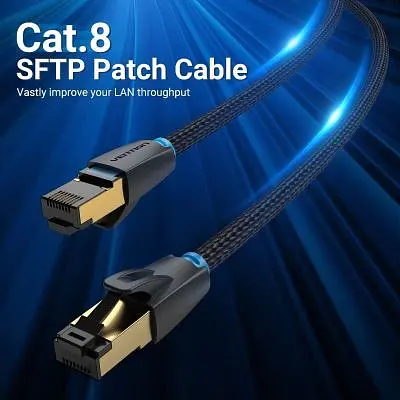 Патч-корд 5м, S/FTP cat 8 RJ-45 COPPER black Vention (IKGBJ) - фото 2