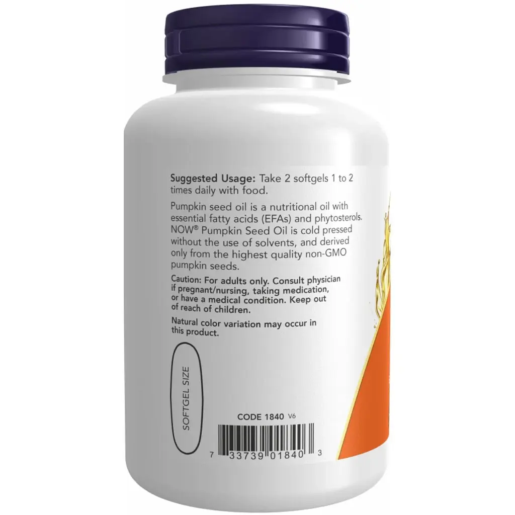 Масло семян тыквы Now Foods Pumpkin Seed Oil 1000 mg 200 sgels - фото 3